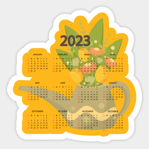 2023 PRINTABLE CALENDAR, 2023 Monthly Planner, floral monthly Calendar, Sticker by Medregxl